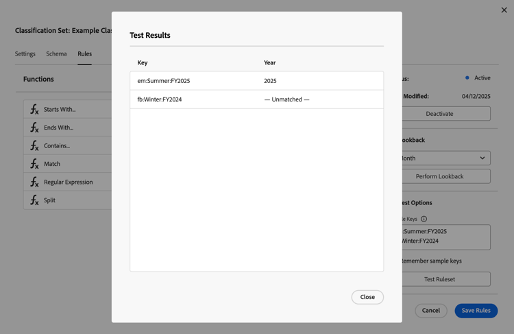 regel - eindigt met de Resultaten van de Test