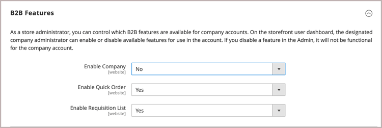 B2B configuratie - algemeen