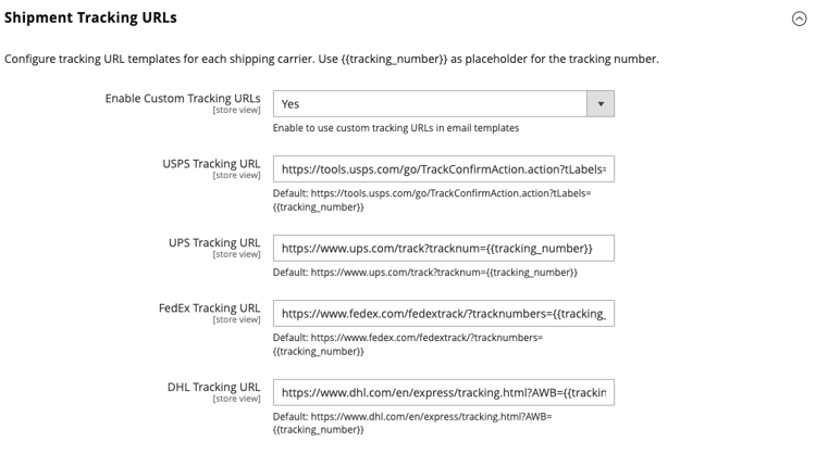 Verzendbeleidsparameters