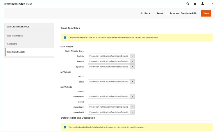 ​ Regel voor e-mailherinnering - e-mails en labels ​