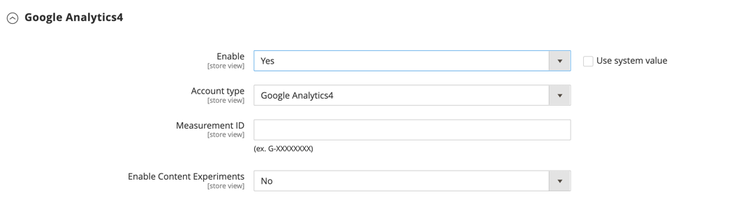 de configuratie van de Verkoop - Google API voor Googles Analytics 4