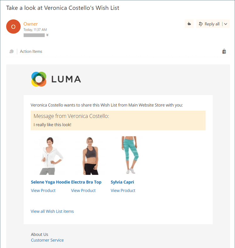 ​ Gedeelde E-mail van de Lijst van de Wens ​