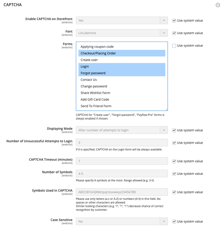 KLANT CAPTCHA configuratie