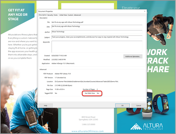 Screenshot van de Eigenschappen van het Document
