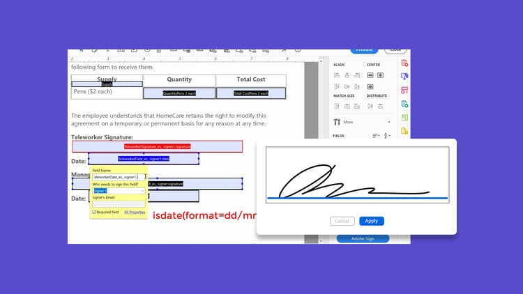 Acrobat Sign-tekstlabels