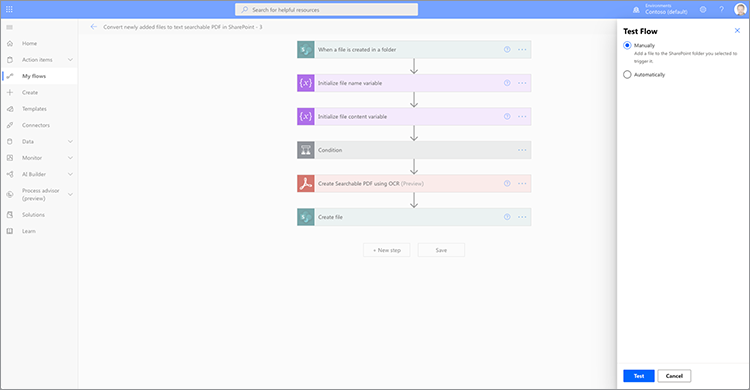 Screenshot van de testflow