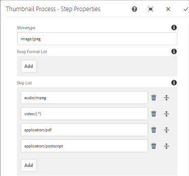 Configuratie om de verwerking van miniaturen voor een afbeeldingsindeling over te slaan