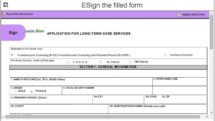 Handtekeningscherm voor EchoSign-pagina