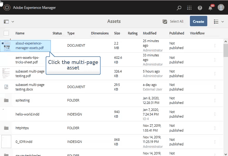 subassets van de Mening voor een multi-page activa