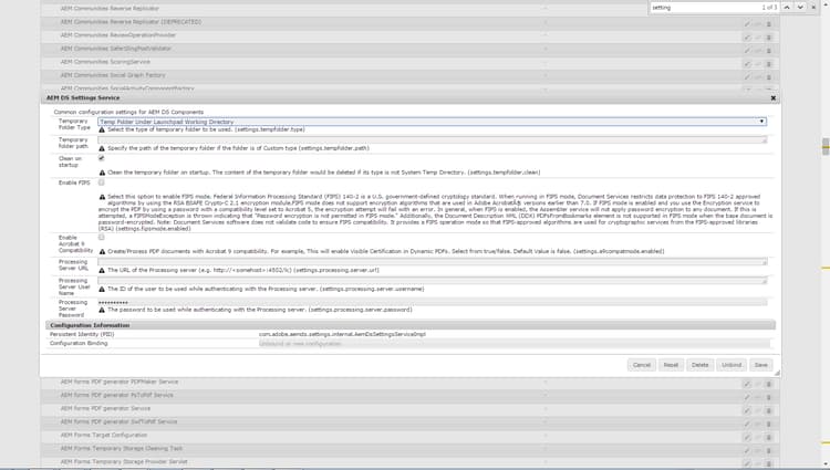 ga de naam en login informatie van uw server LiveCycle