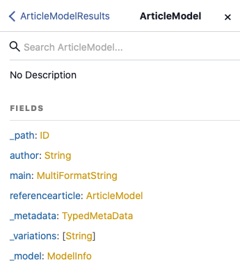 het Schema van GraphQL dat op het Model van het Fragment van de Inhoud