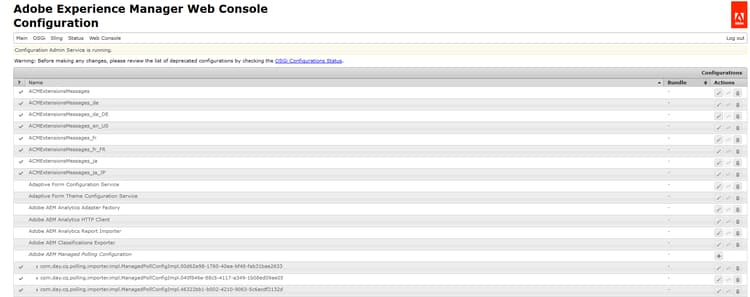 AEM de Configuratie van de Console van het Web