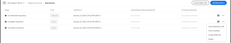 de optie Webhaak van Config op drop-down menu voor een geselecteerde bewaarplaats