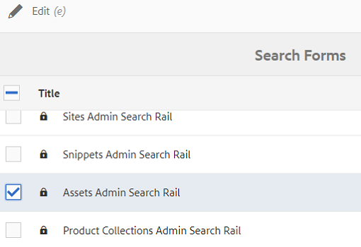 plaats en selecteer de Rail van het Onderzoek van Admin van Assets