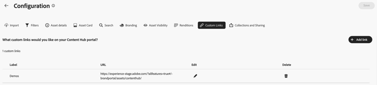 Verbindingen van de Douane UI van de Configuratie UI op Content Hub