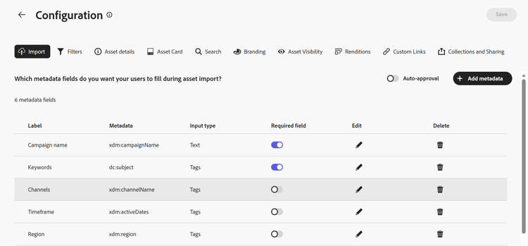 UI van de Configuratie uploadt details op Content Hub