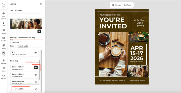 de Dynamische vertoningen van Media van de Voorproef