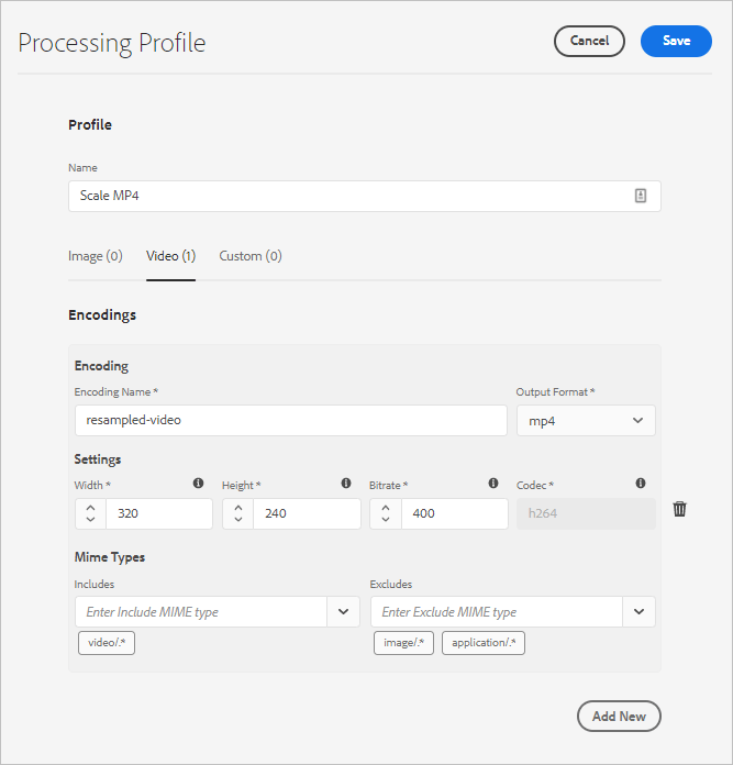 Verwerkingsprofiel maken voor videotranscodering in Experience Manager