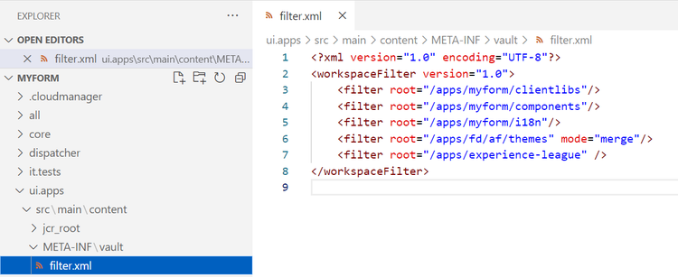 de filter xml van de douanefunctie