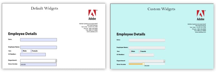 Een voorbeeld van gebrek en douane widget