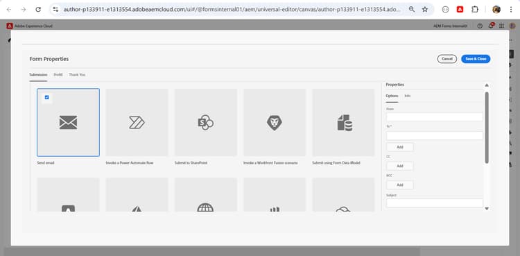 verzend E-mail Universele Redacteur