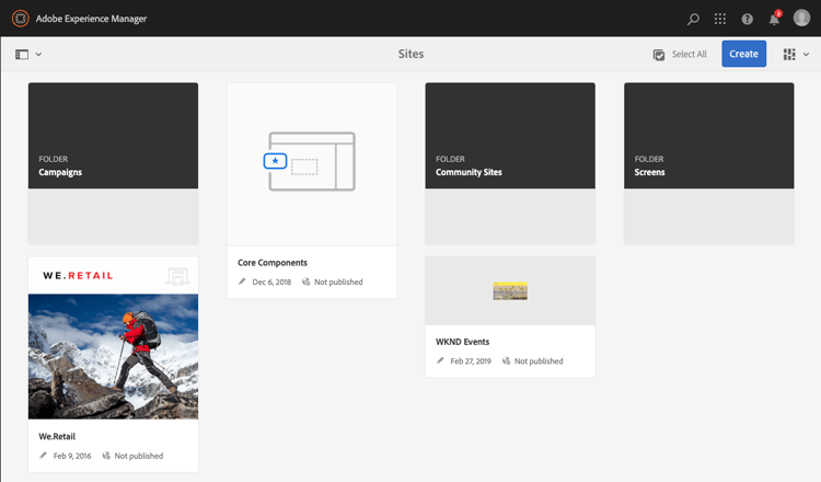 AEM Sites console
