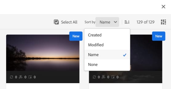 Soort de onderzoeksresultaten in Assets in Kolom en de meningen van de Kaart