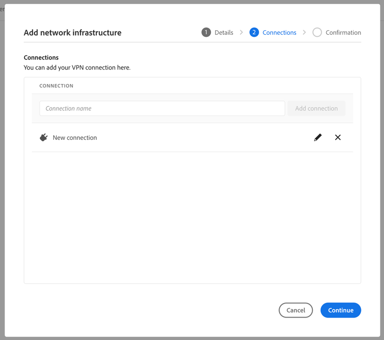 de verbinding van VPN wordt toegevoegd