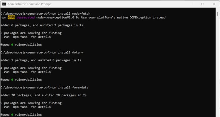 installeer npm gebiedsdelen