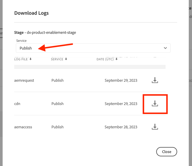 Logs CDN - Cloud Manager