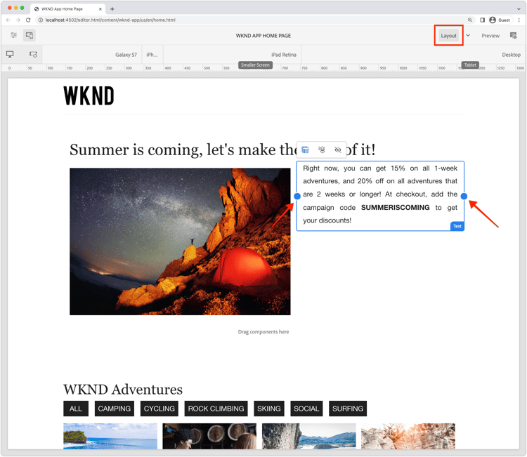 componenten van de Lay-out