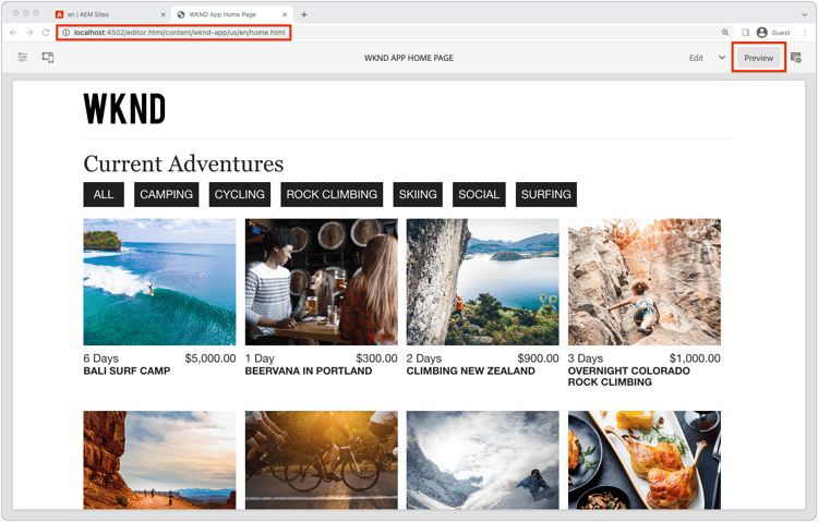 KUUROORD die op http://localhost:3000