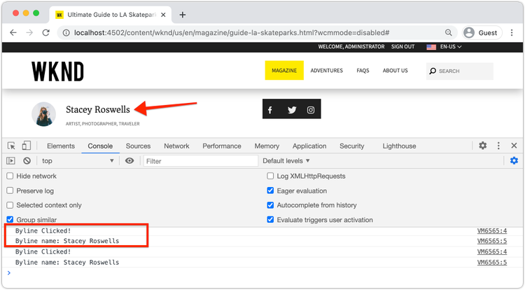 klikte Component Byline