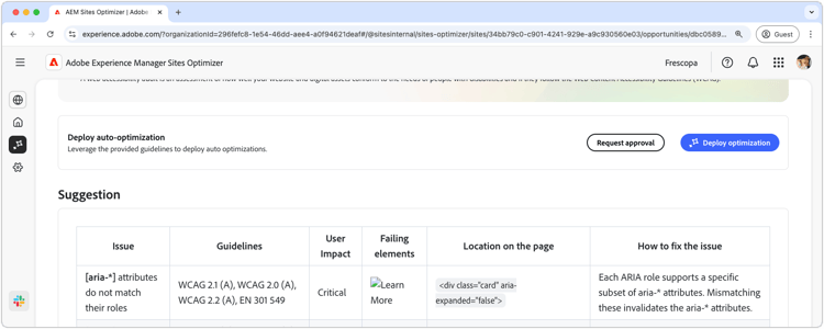 ​ auto-optimaliseer toegankelijkheidskwesties ​