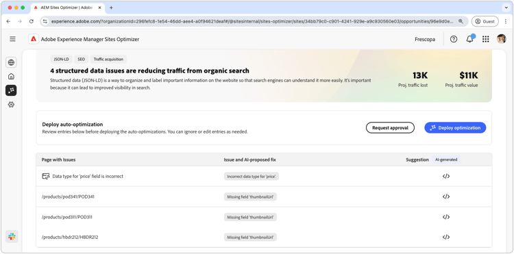 ​ auto-identificeert ontbrekende of ongeldige gestructureerde gegevens ​