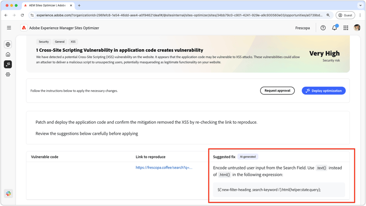 ​ auto-suggereert de kans van de Intersite ​