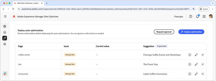 ​ auto-optimaliseer gesuggereerde ongeldige of ontbrekende meta-gegevens ​