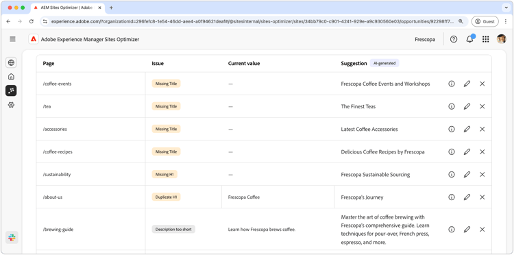 ​ auto-identificeer ongeldige of ontbrekende meta-gegevens ​