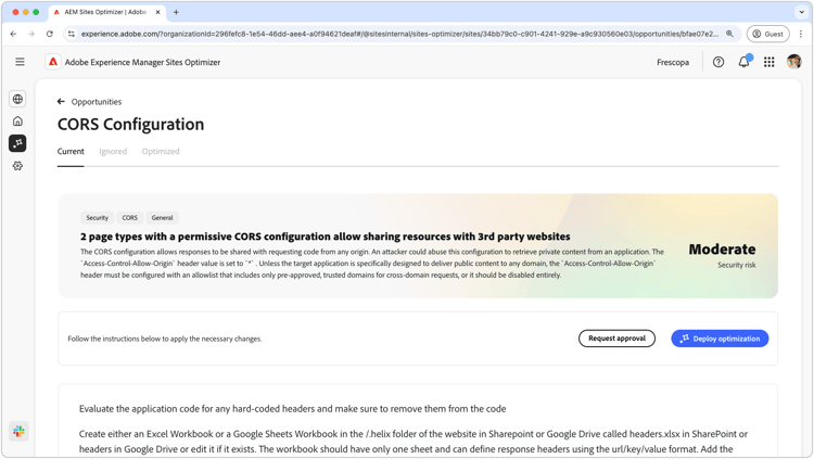 ​ de configuratiekans van CORS ​