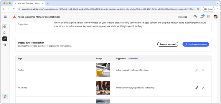 ​ auto-identificeert ontbrekende alt tekst ​