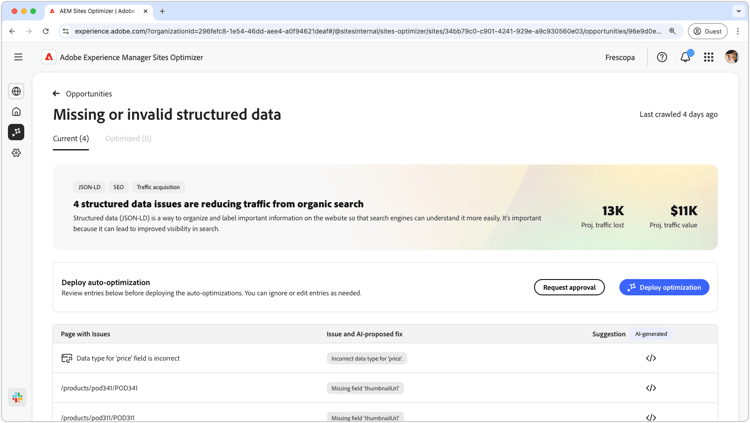 ​ Ontbrekende of ongeldige gestructureerde gegevenskans ​