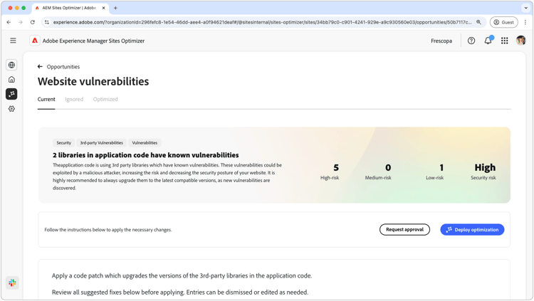 ​ de kwetsbaarheidskans van de Website ​