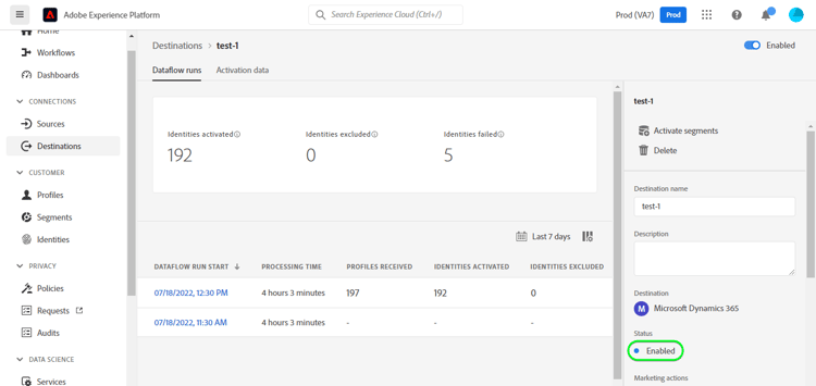 het schermschot van Experience Platform UI die de Looppas van Doelen Dataflow toont.