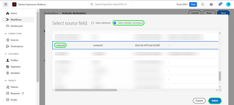 het schermschot van Experience Platform UI voor de afbeelding van Source.