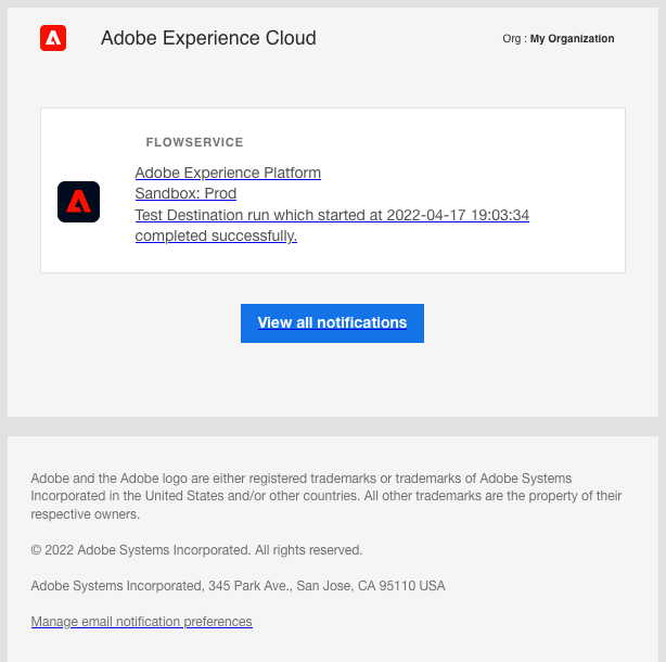 Schermafbeelding van een waakzame e-mail