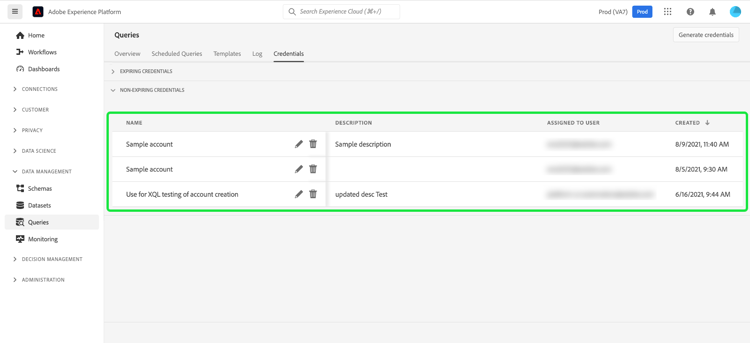 het lusje van Referenties van het dashboard van Vragen met de niet-vervallende benadrukte sectie van Referenties.