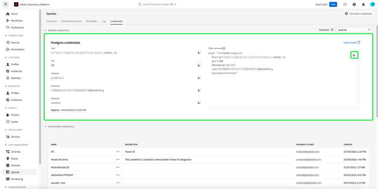 het lusje van Referenties van het dashboard van Vragen met de Verdere benadrukte geloofsbrieven sectie.