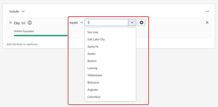 dropdown waar u de waarde van de attributen kunt toevoegen wordt benadrukt.