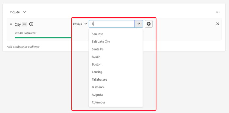 ​ dropdown waar u de waarde van de attributen kunt toevoegen wordt benadrukt.