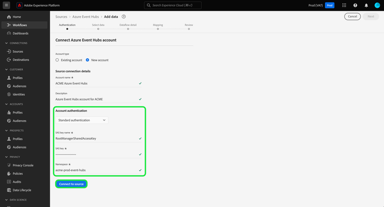 de standaardauthentificatieinterface voor Azure Event Hubs.